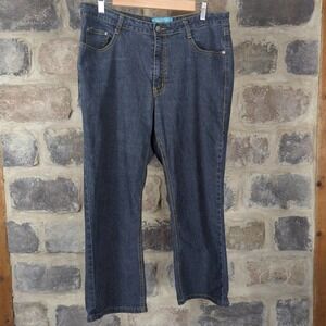 JEANBAY Blue Capri Jeans Woman's Size 14W Embroidered Pockets Y2K Retro Stretch